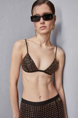 Soutien-gorge triangle avec strass, Noir, Patrizia Pepe
