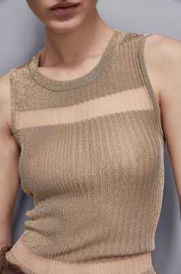 Round neck knitted top, Gold, Patrizia Pepe