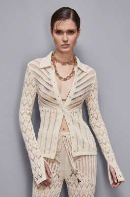 Openwork knit cardigan, Beige, Patrizia Pepe