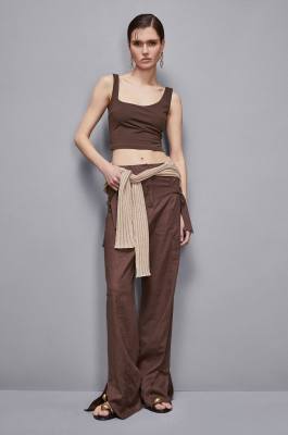 Essential jersey skinny top, Brown, Patrizia Pepe