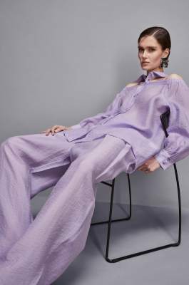 Pantalon palazzo fluide oversize, Violet, Patrizia Pepe