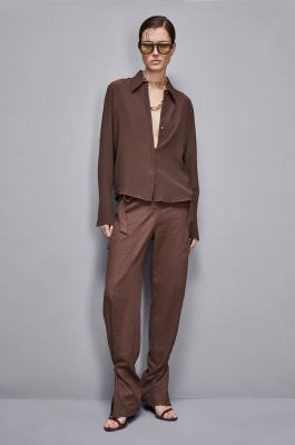 Linen cargo pants, Brown, Patrizia Pepe