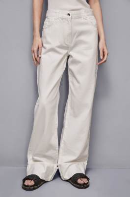 Low waisted denim pants with turn up, White, Patrizia Pepe