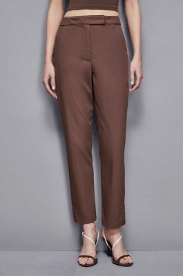 Cotton blend cigarette pants, Brown, Patrizia Pepe