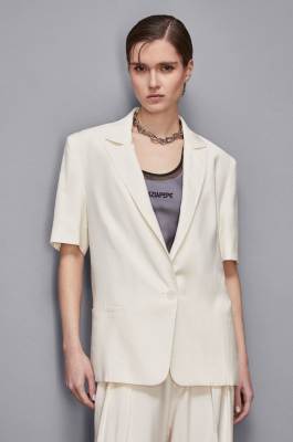 Fluid jacket with short sleeves, White, Patrizia Pepe