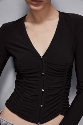 Cardigan effect sweater, Black, Patrizia Pepe