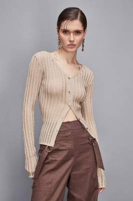 Slim fit knitted cardigan, Beige, Patrizia Pepe
