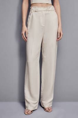 Essential regular fit viscose pants, Beige, Patrizia Pepe