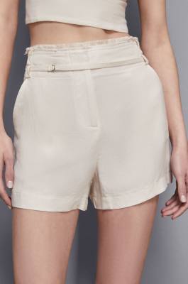 Essential viscose regular fit shorts, Beige, Patrizia Pepe