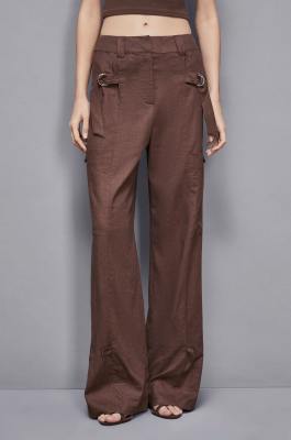 Linen cargo pants, Brown, Patrizia Pepe
