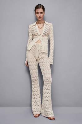 Openwork pants in viscose blend, Beige, Patrizia Pepe