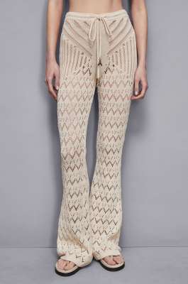 Openwork pants in viscose blend, Beige, Patrizia Pepe