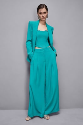 Palazzo pants with pleats, Green, Patrizia Pepe