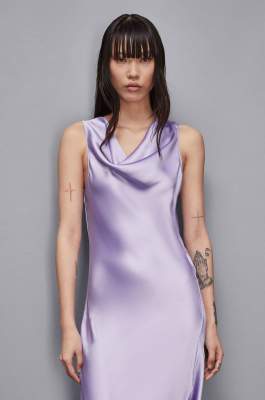 Satin drop dress, Purple, Patrizia Pepe