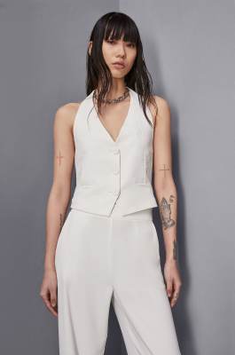 Halter neckline vest, White, Patrizia Pepe