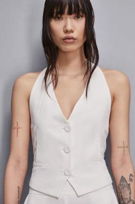 Halter neckline vest, White, Patrizia Pepe