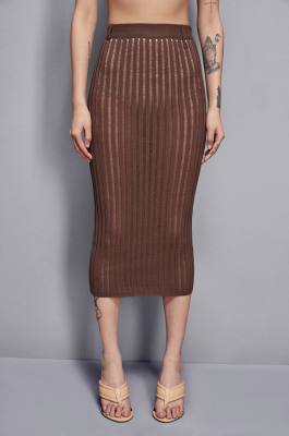 Gonna midi in maglia, Marrone, Patrizia Pepe
