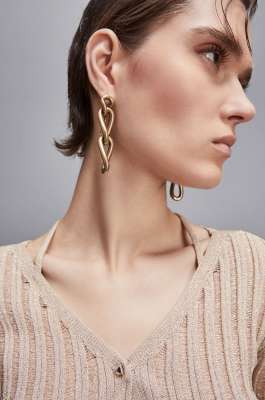 New Chain brass earrings, Gold, Patrizia Pepe