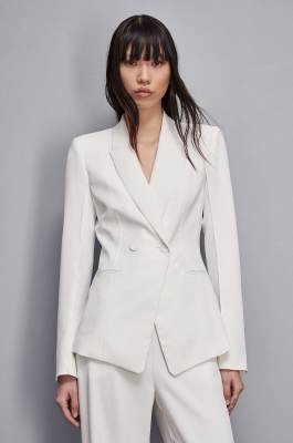 Double-breasted crepe jacket, White, Patrizia Pepe
