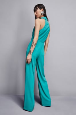 Double-breasted crepe jumpsuit, Green, Patrizia Pepe