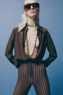 Silk blend shirt, Brown, Patrizia Pepe