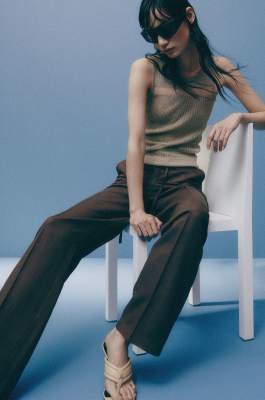 Round neck knitted top, Gold, Patrizia Pepe