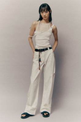 Low waisted denim pants with turn up, White, Patrizia Pepe