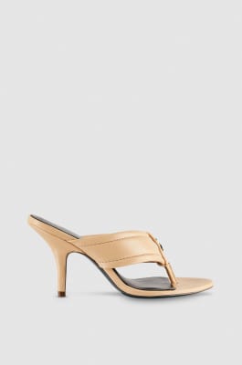 Heeled sandals in nappa leather, Orange, Patrizia Pepe
