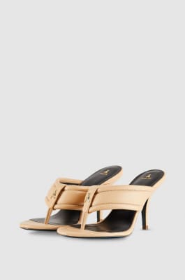 Heeled sandals in nappa leather, Orange, Patrizia Pepe