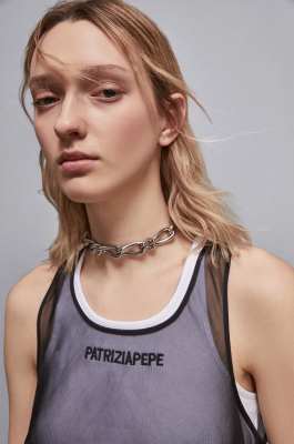 New Chain necklace in aluminum and brass, Silver, Patrizia Pepe