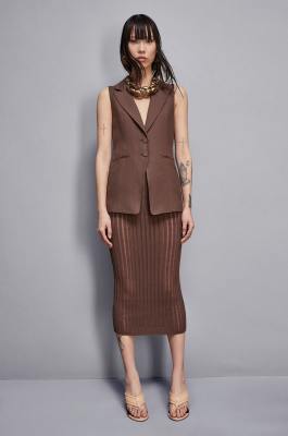 Essential viscose and linen vest, Brown, Patrizia Pepe