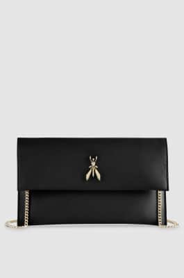 Fly-Clutch aus Leder mit Kette, Schwarz, Patrizia Pepe
