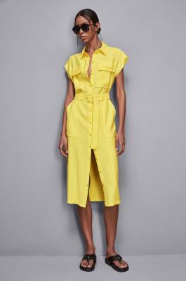 Midi Hemdblusenkleid, Gelb, Patrizia Pepe