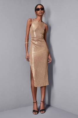 Fitted jersey dress, Gold, Patrizia Pepe