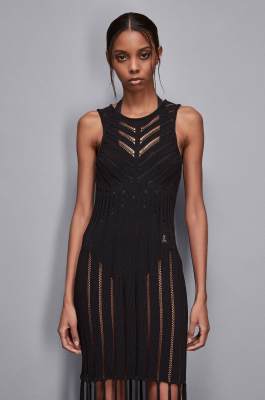 Openwork dress in viscose blend, Black, Patrizia Pepe