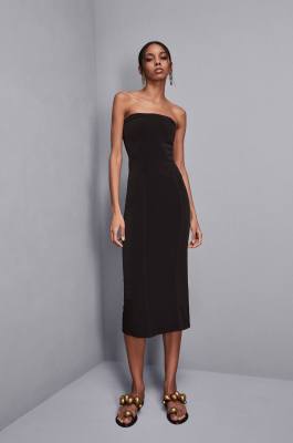 Essential bandeau neckline dress, Black, Patrizia Pepe