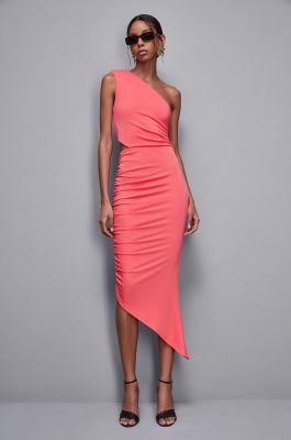 Essential one-shoulder jersey dress, Pink, Patrizia Pepe