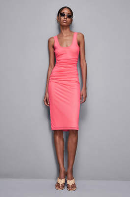 Langes zweifarbiges Kleid, Rosa, Patrizia Pepe