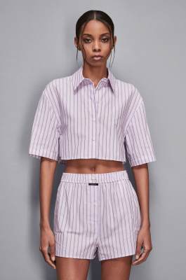Cropped cotton shirt, Purple, Patrizia Pepe