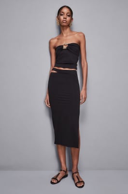 Gonna skinny in jersey Essential, Nero, Patrizia Pepe