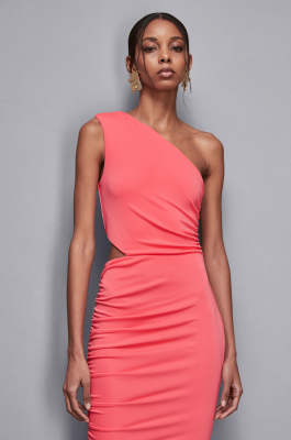 Essential one-shoulder jersey dress, Pink, Patrizia Pepe