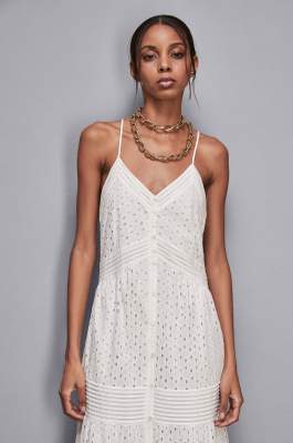 Long shirt dress in broderie anglaise, White, Patrizia Pepe