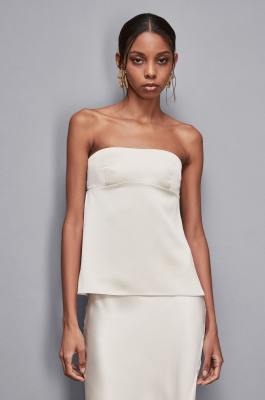 Haut bandeau ajusté en satin, Beige, Patrizia Pepe