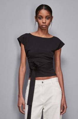 T-shirt with sash, Black, Patrizia Pepe