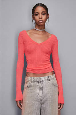 Super light V neck sweater, Pink, Patrizia Pepe