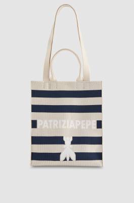 Vertical knitted fabric shopping bag, Beige, Patrizia Pepe