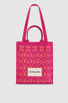Vertical knitted fabric shopping bag, Pink, Patrizia Pepe
