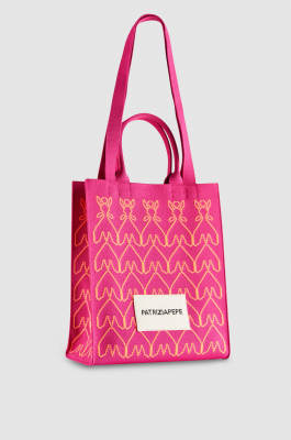 Vertical knitted fabric shopping bag, Pink, Patrizia Pepe