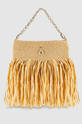 Woven shoulder bag, Beige, Patrizia Pepe