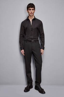 Shirt aus Baumwoll-Popeline Lang, Schwarz, Patrizia Pepe